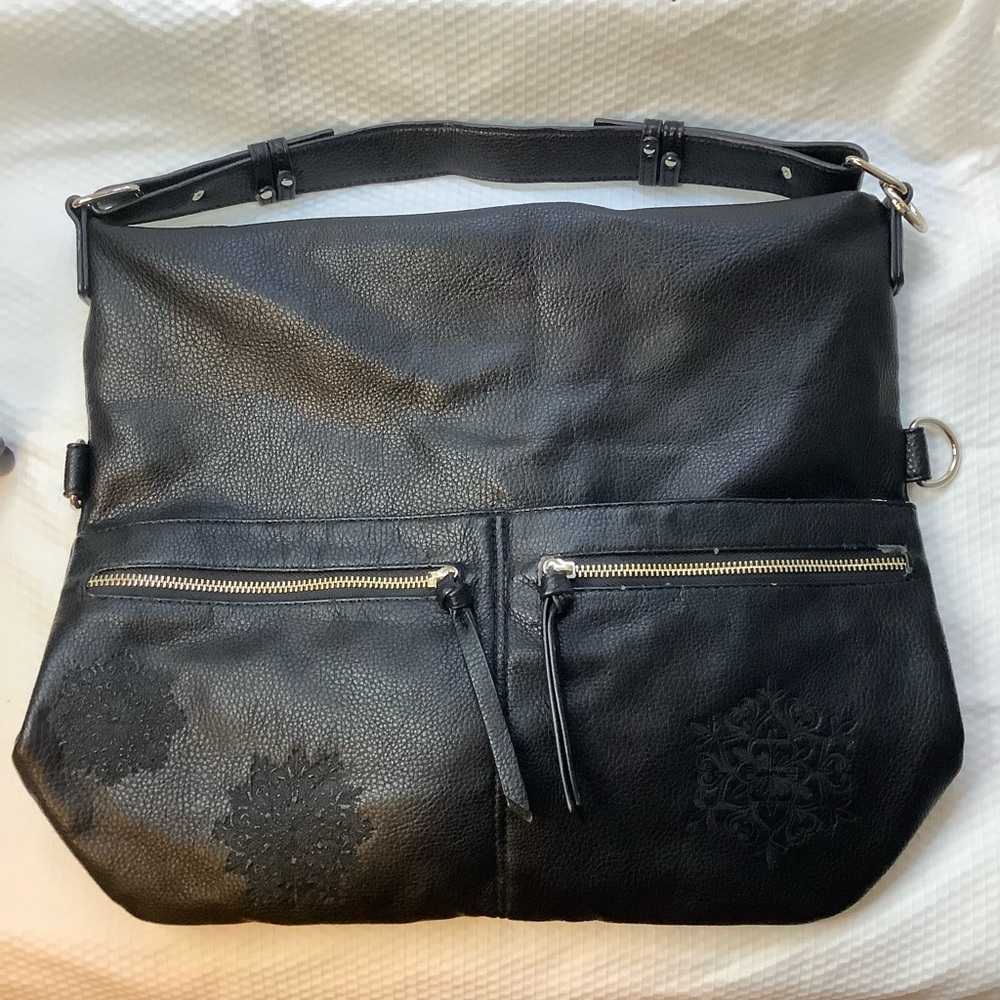 Desigual Vegan Black Whimsigoth Shoulder Bag with Floral Detail